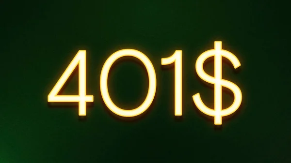 Arany Fény Szimbólum 401 Dollár Ikon Sötét Háttér — Stock Fotó