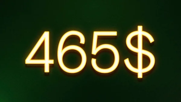 Goldenes Lichtsymbol Von 465 Dollar Preissymbol Auf Dunklem Hintergrund — Stockfoto