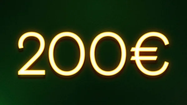 Golden Light Symbol 200 Euros Price Icon Dark Background — Stock Photo, Image