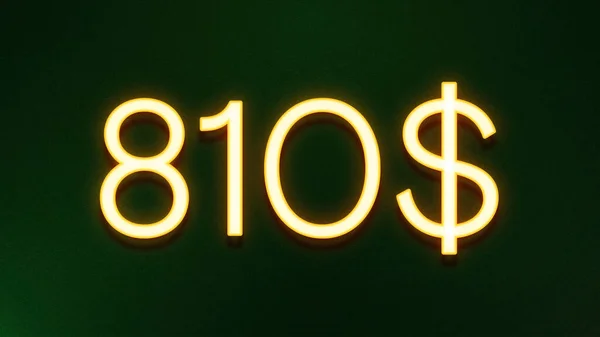 Gyllene Ljus Symbol För 810 Dollar Prisikon Mörk Bakgrund — Stockfoto