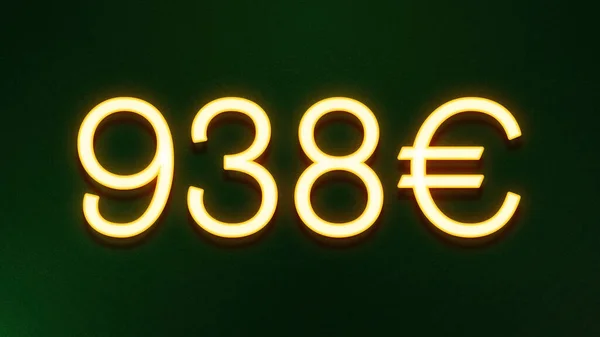 Gouden Lichtsymbool Van 938 Euro Prijspictogram Donkere Achtergrond — Stockfoto