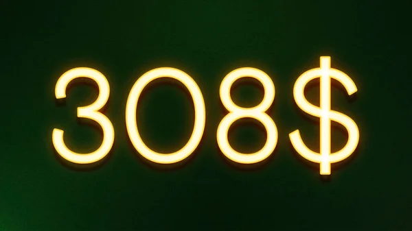 Золотой Светлый Символ Цены 308 Долларов Темном Фоне — стоковое фото
