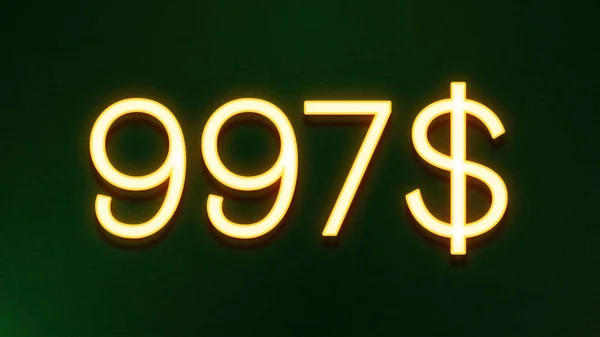 暗い背景に997ドルの価格アイコンの黄金の光のシンボル — ストック写真