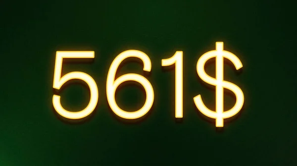 Золотой Светлый Символ Цены 561 Доллар Темном Фоне — стоковое фото