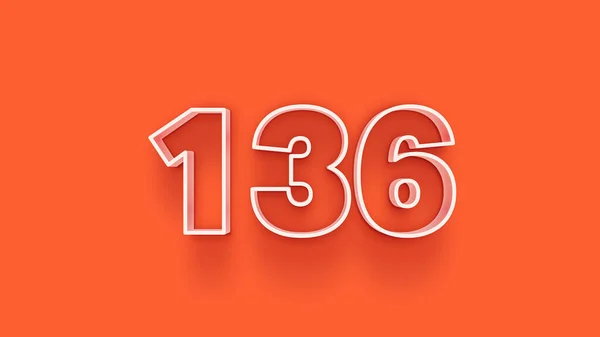 Απεικόνιση Του 136 Αριθμό Πορτοκαλί Φόντο — Φωτογραφία Αρχείου