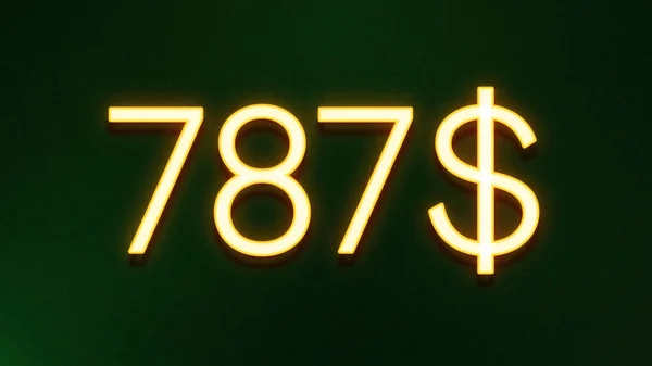 Koyu Arkaplanda 787 Dolarlık Altın Işık Simgesi — Stok fotoğraf