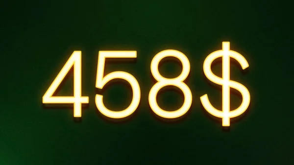 Золотой Светлый Символ Цены 458 Долларов Темном Фоне — стоковое фото