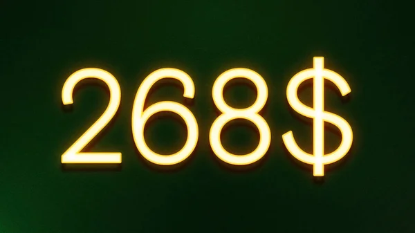 暗い背景に268ドルの価格アイコンの黄金の光のシンボル — ストック写真