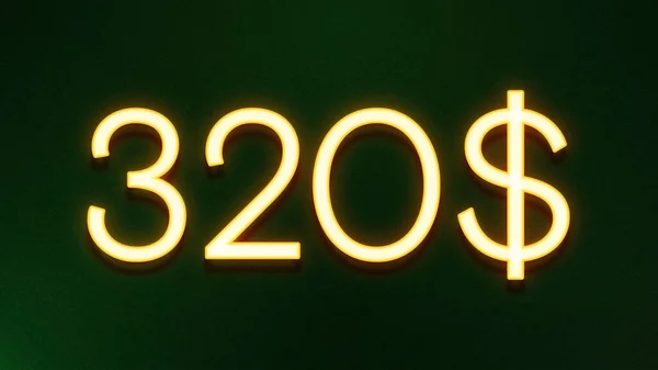 Arany Fény Szimbólum 320 Dollár Ikon Sötét Háttér — Stock Fotó
