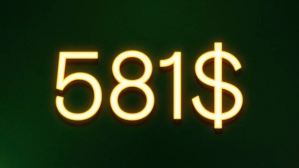 Símbolo Luz Dourada 581 Dólares Ícone Preço Fundo Escuro — Fotografia de Stock