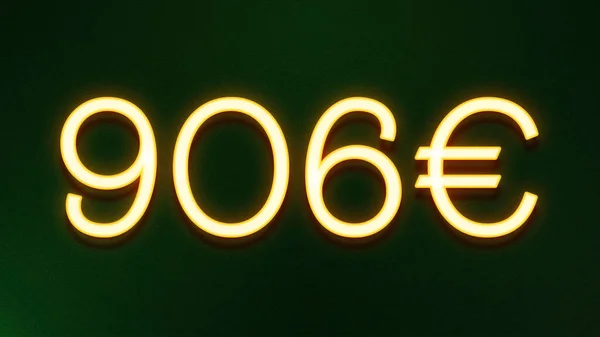 Gouden Lichtsymbool Van 906 Euro Prijskaartje Donkere Achtergrond — Stockfoto