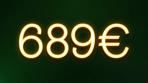 Gouden Lichtsymbool Van 689 Euro Prijspictogram Donkere Achtergrond — Stockfoto