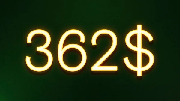 Símbolo Luz Dourada 362 Dólares Ícone Preço Fundo Escuro — Fotografia de Stock
