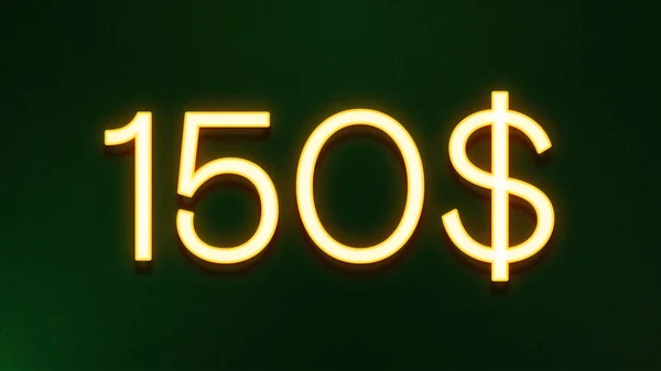 Gyllene Ljus Symbol 150 Dollar Prisikon Mörk Bakgrund — Stockfoto