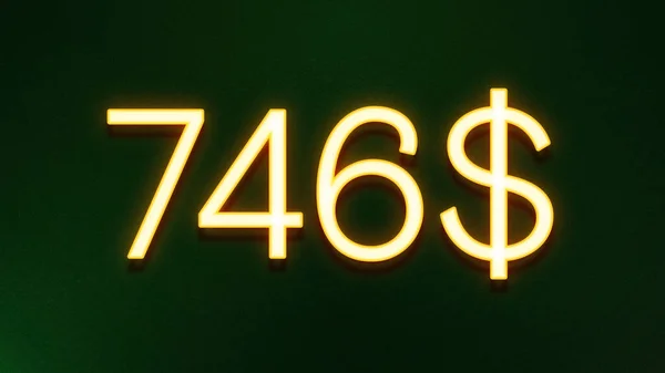 Gyllene Ljus Symbol För 746 Dollar Prisikon Mörk Bakgrund — Stockfoto