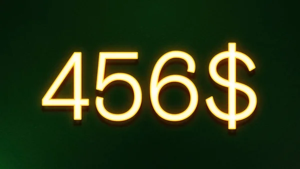 Símbolo Luz Dourada 456 Dólares Ícone Preço Fundo Escuro — Fotografia de Stock