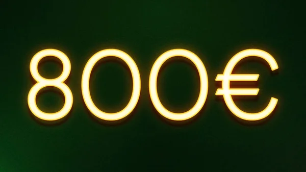 Gouden Lichtsymbool Van 800 Euro Prijskaartje Donkere Achtergrond — Stockfoto