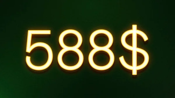 Zlatý Symbol Světla 588 Dolarů Cena Ikona Tmavém Pozadí — Stock fotografie
