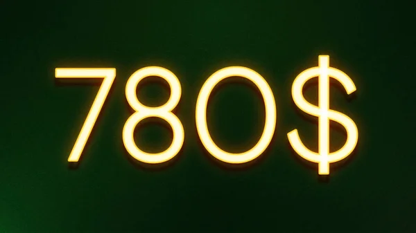 Gyllene Ljus Symbol För 780 Dollar Prisikon Mörk Bakgrund — Stockfoto