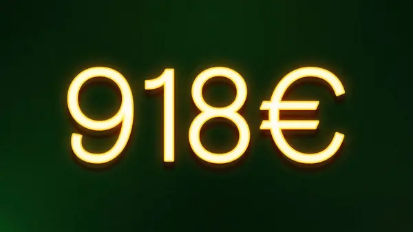 Golden Light Symbol 918 Euros Price Icon Dark Background — Stock Photo, Image
