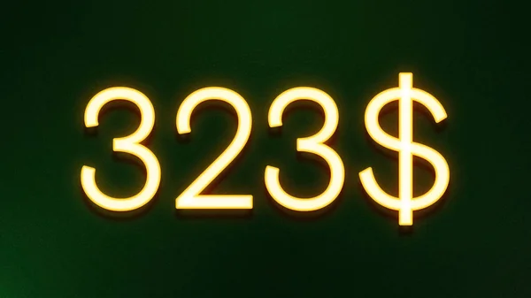 Goldenes Lichtsymbol Von 323 Dollar Preissymbol Auf Dunklem Hintergrund — Stockfoto