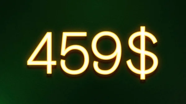 Símbolo Luz Dourada 459 Dólares Ícone Preço Fundo Escuro — Fotografia de Stock