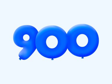 Mavi 3D numara 900, balon şeklinde. Parti dekorasyonu için vektör illüstrasyon tasarımı