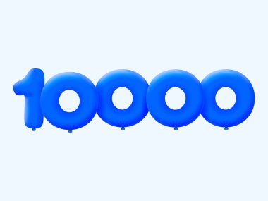 Mavi 3D numara 10000 balon şeklinde. Parti dekorasyonu için vektör illüstrasyon tasarımı