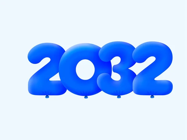 Μπλε Αριθμός 2032 Μορφή Μπαλονιών Σχεδιασμός Διανυσματικής Εικονογράφησης Για Διακόσμηση — Διανυσματικό Αρχείο