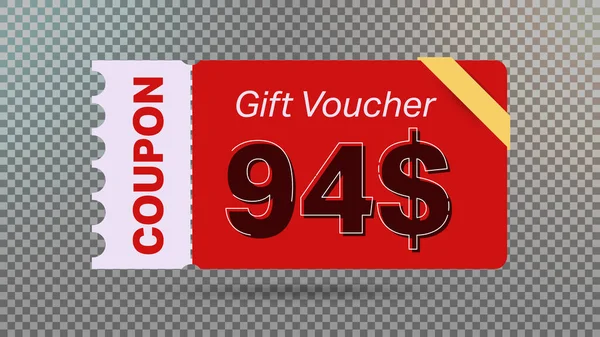 Rouge Dollar Bon Réduction Coupon Cadeau Pour Site Web Annonces — Image vectorielle