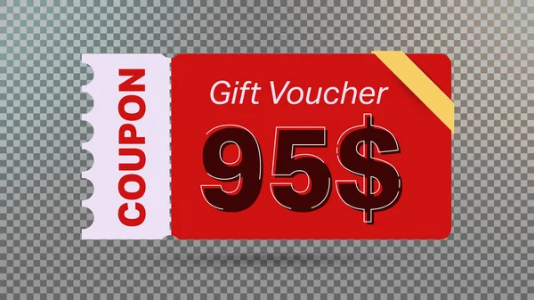 Bon Cadeau Rouge Dollars Coupon Réduction Pour Site Web Annonces — Image vectorielle