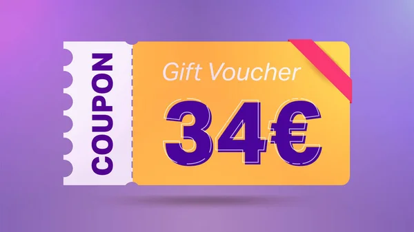 Orange Euro Cupom Presente Desconto Voucher Para Site Anúncios Internet — Vetor de Stock