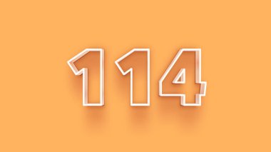 Sarı arkaplandaki 3d 114 sayısının resmi