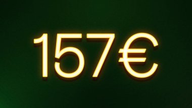 Koyu arkaplanda 157 avroluk altın ışık simgesi fiyat simgesi