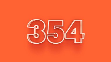 Turuncu arkaplandaki 3d 354 sayısının gösterimi