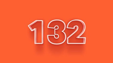 Turuncu arkaplanda 3d 132 numaranın çizimi