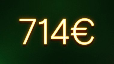 Koyu arkaplanda 714 avroluk altın ışık simgesi fiyat simgesi