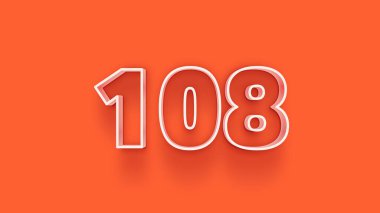 Turuncu arkaplandaki 3d 108 sayısının resmi