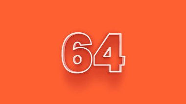 Turuncu arkaplanda 3d 64 sayısının gösterimi