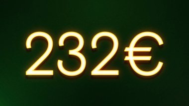 Koyu arkaplanda 232 avroluk altın ışık simgesi