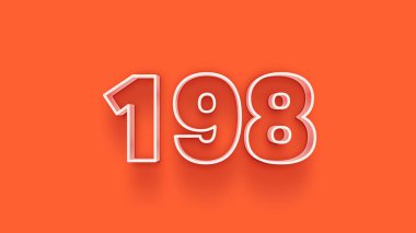 Turuncu arkaplanda 3d 198 sayısının gösterimi