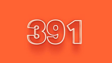 Turuncu arkaplandaki 3d 391 sayısının gösterimi