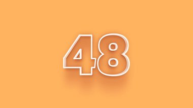 Sarı arkaplandaki 3d 48 sayısının gösterimi