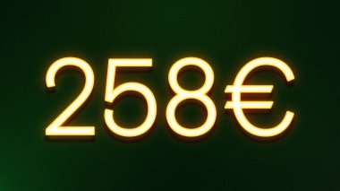 Koyu arkaplanda 258 avroluk altın ışık simgesi