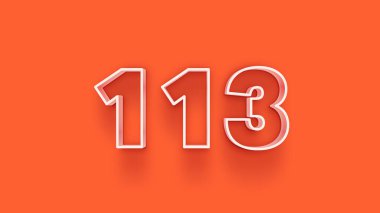Turuncu arkaplandaki 3d 113 sayısının gösterimi