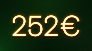 Koyu arkaplanda 252 avroluk altın ışık simgesi fiyat simgesi