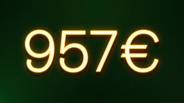 Koyu arkaplanda 957 avroluk altın ışık simgesi fiyat simgesi