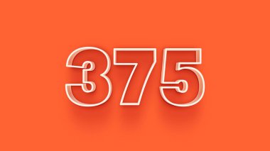 Turuncu arkaplandaki 3d 375 sayısının gösterimi