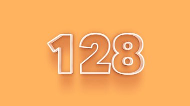 Sarı arkaplandaki 3d 128 sayısının gösterimi