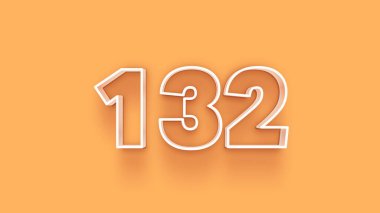 Sarı arkaplandaki 3d 132 sayısının gösterimi